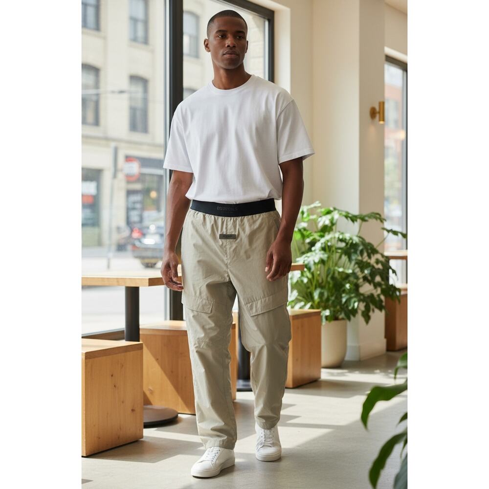 Fear of God Essentials Nylon Cargo Pants Sea Foam Large NWT (Retail $150)